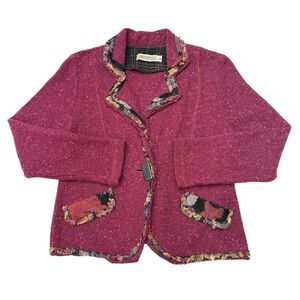 Vintage Canvasbacks Sweater Size Medium Pink Cardigan‎ Lagenlook Art To Wear